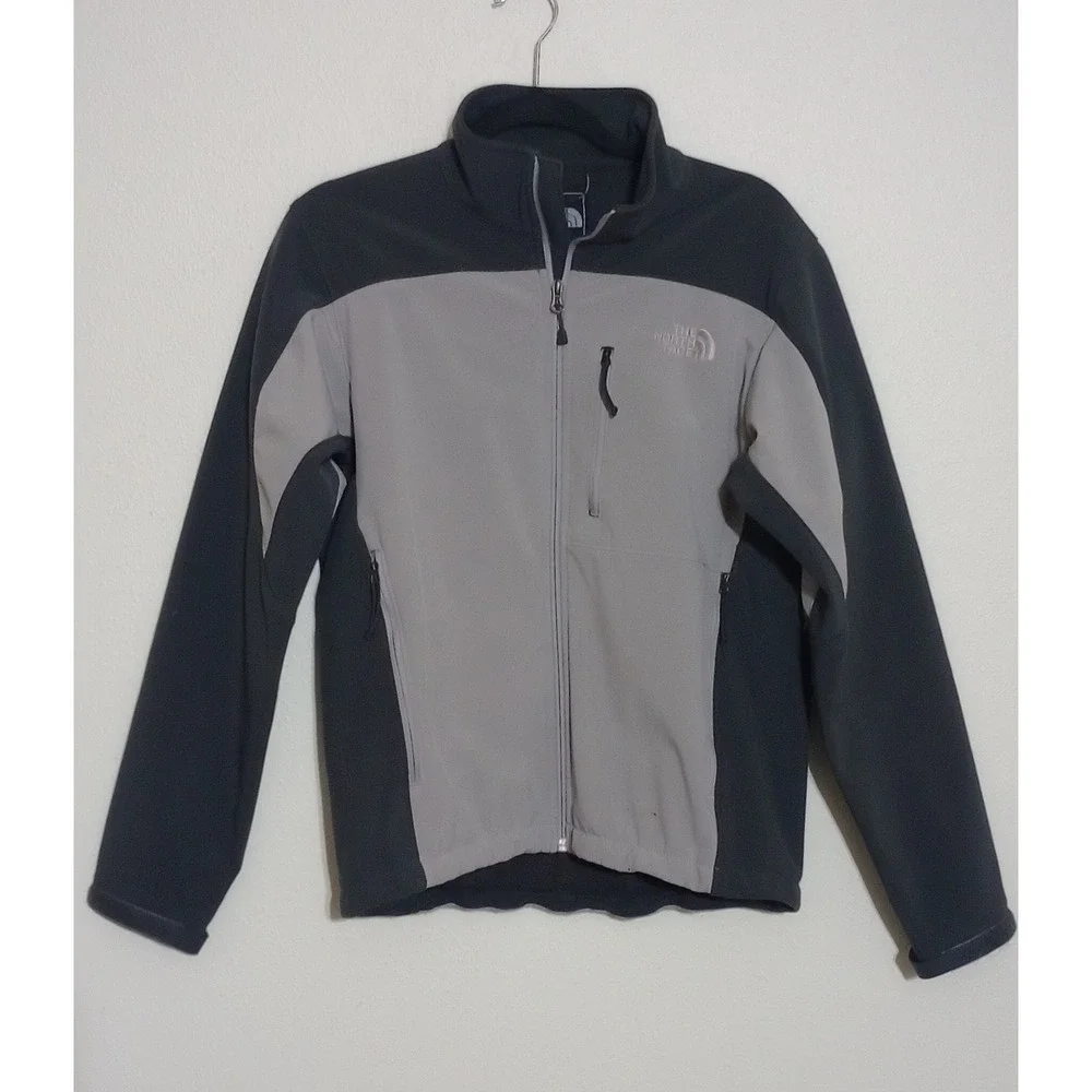 The North Face Mens Gray Black Colorblock Softshell Fleece Lined Jacket Small
